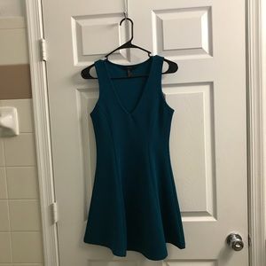 Turquoise V Neck Mini Dress